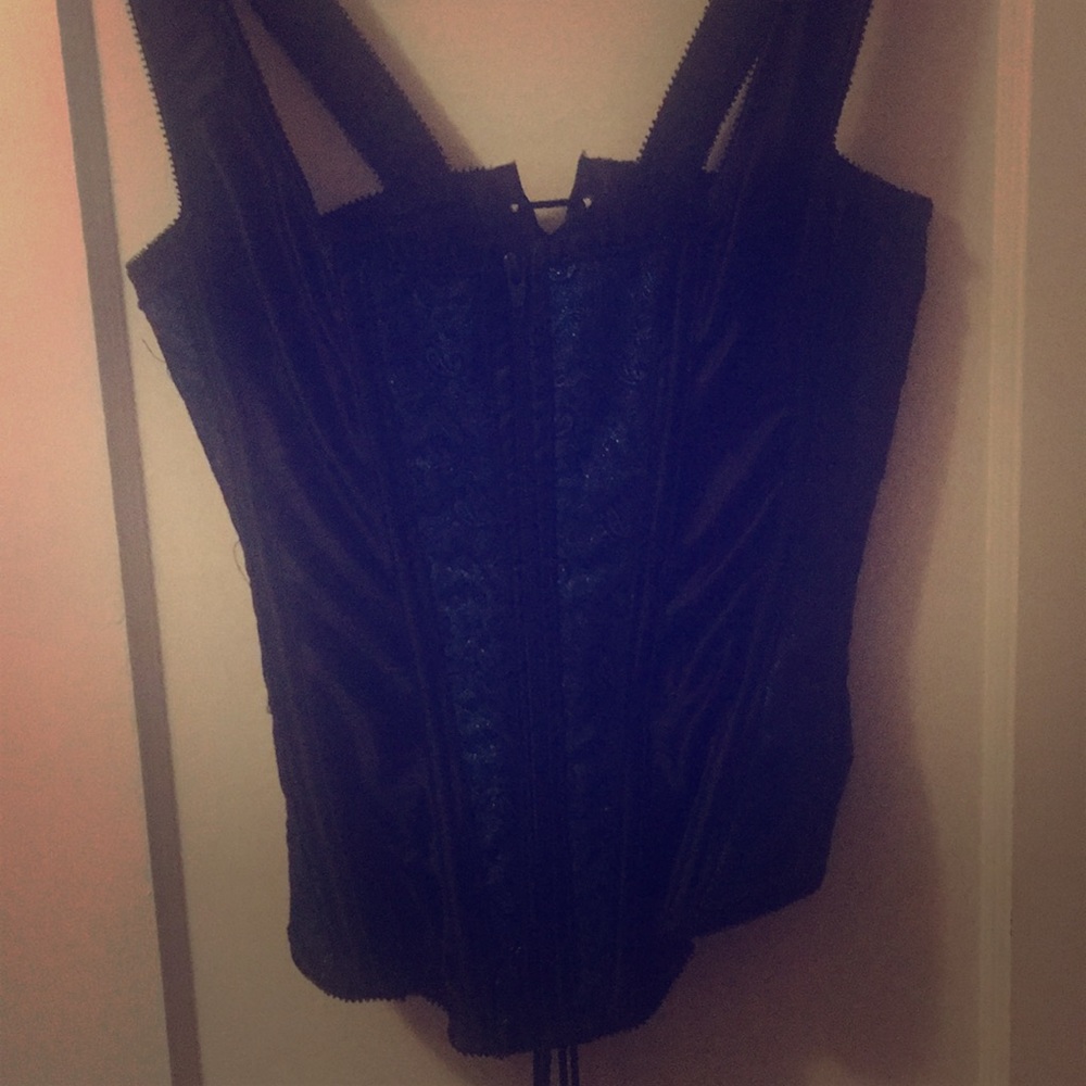 Blue black corset top